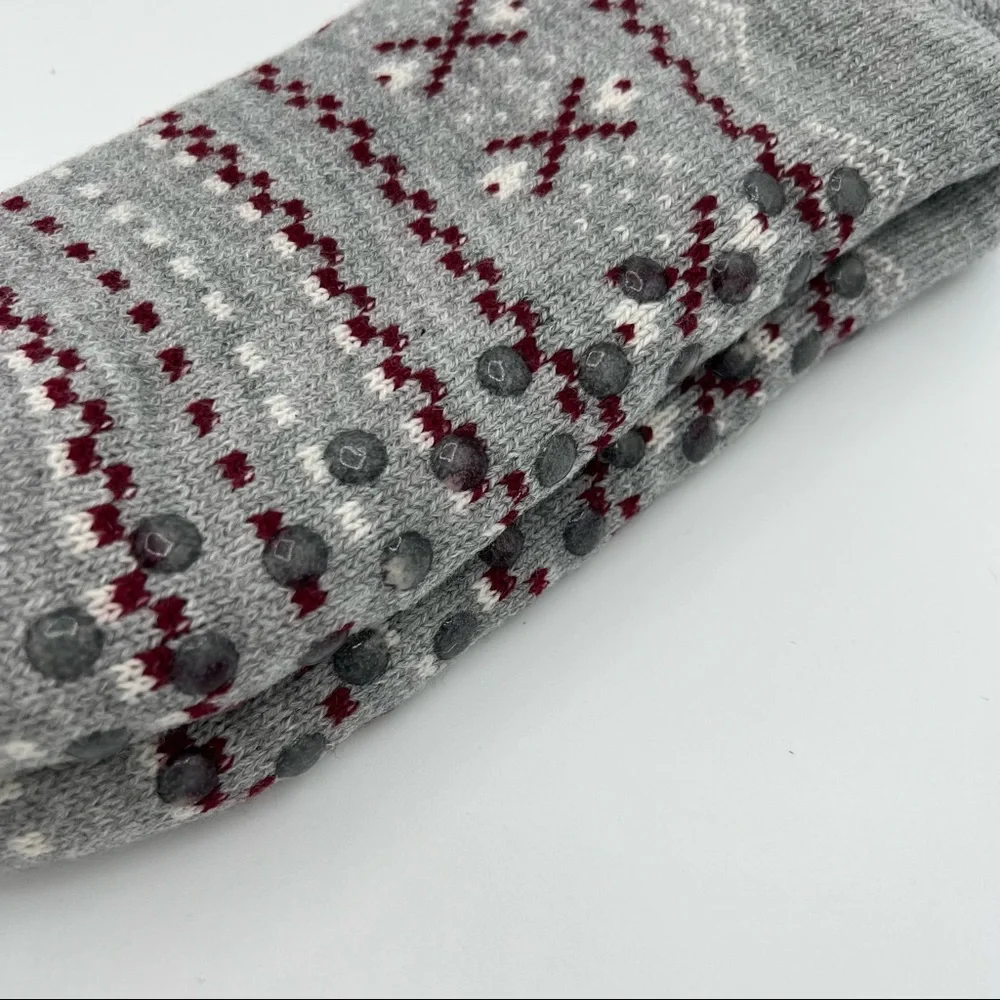 Green Treat Men’s 1 Pair SuperSoft Deer Print Christmas Slipper Socks Size 8-12 - Picture 3 of 4